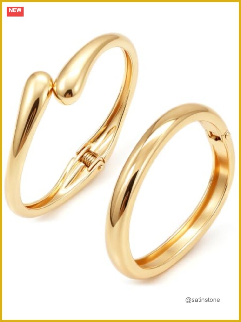 Chunky Cuff Bracelet Gold Plated Adjustable Stackable Bangle